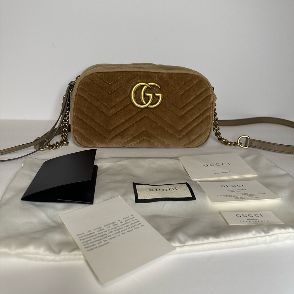 Gucci Marmont Matelasse Shoulder Bag GG Small Crossbody Camera Bag Velvet